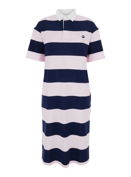 Rochii Multicolor Dress with All-Over Striped Motif and Embroidered Logo on Front in Cotton Woman