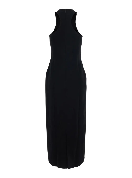 Rochii TOTÊME Long dress with v-neck and thin straps in black tech fabric for women