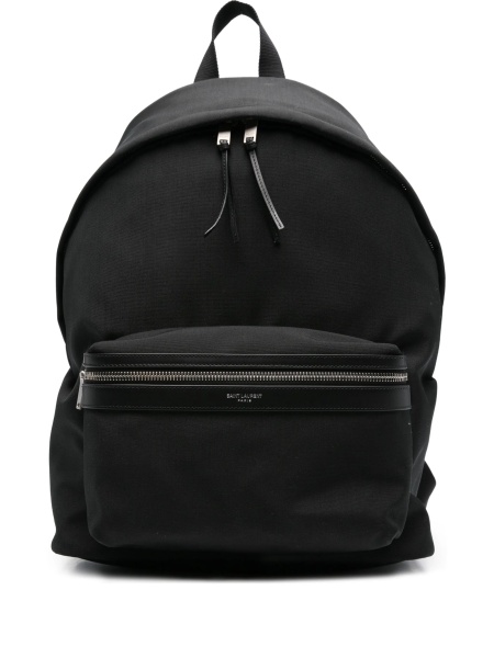 Rucsac Saint Laurent negru din material textil si piele