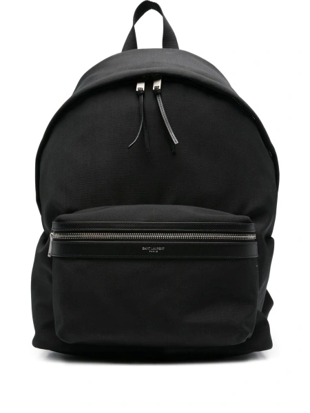 Rucsac Saint Laurent negru din material textil si piele
