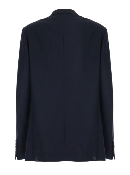 Sacou 'Barrysta' Blue Double-Breasted Jacket with Peak revers and Embroidery on the Front in Wool for Women