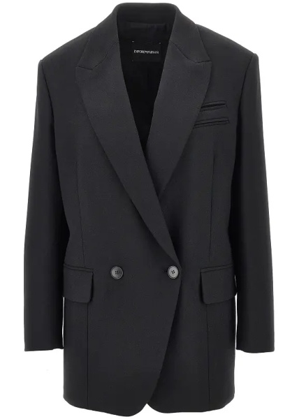 Sacou Wool-blend oversized double-breasted jacket