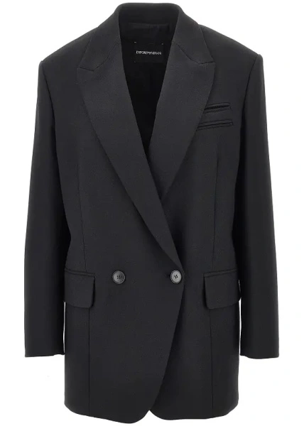 Sacou Wool-blend oversized double-breasted jacket