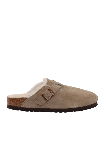 Sandale Boston Kids Shearling taupe, Suede Leather, Narrow Fit