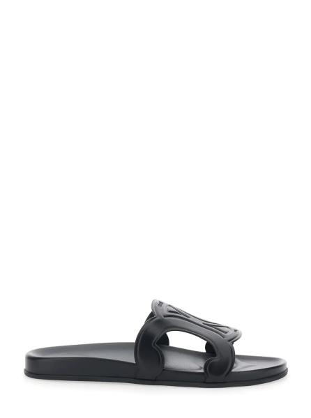 Sandale Sandals with Triomphe Embossed Logo in Black Leather for Men
