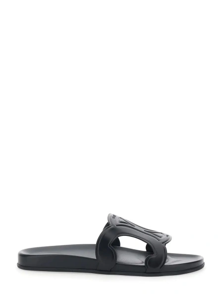 Sandale Sandals with Triomphe Embossed Logo in Black Leather for Men
