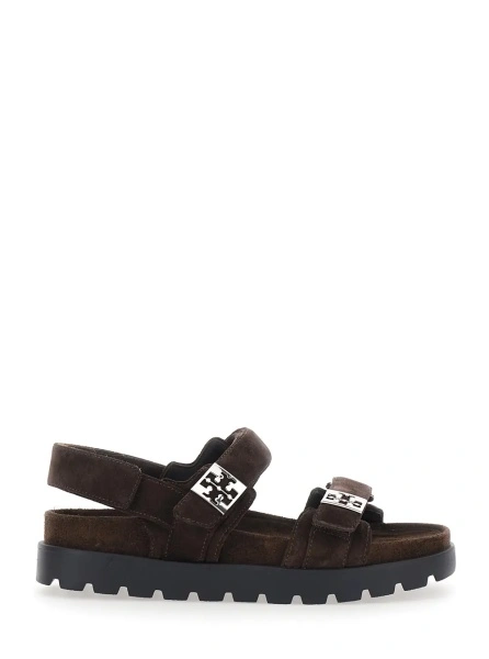 Sandale Tory Burch maro din piele intoarsa