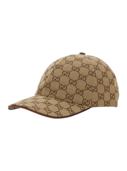 Sapca Beige Baseball Cap with Curved Brim and GG All-Over Motif in Fabric Woman