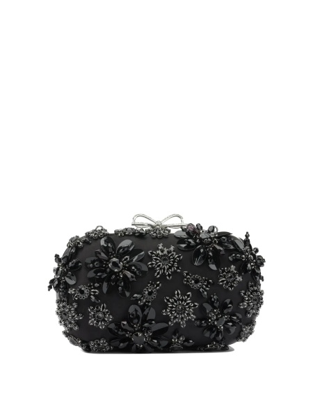 Satin clutch bag with crystals