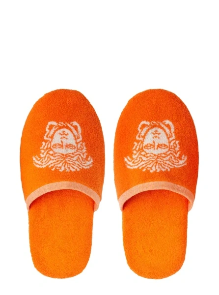 Slapi VERSACE HOME portocalii din tesatura tehnica si jacquard