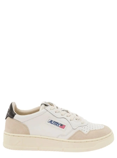 Sneakers AUTRY albi din piele si piele intoarsa 'Medalist'