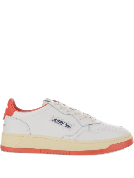 Sneakers Autry X Maison Kitsune albi din piele