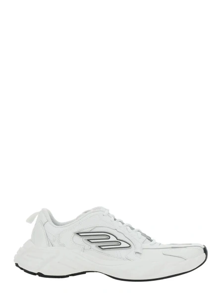 Sneakers Balenciaga albi din piele si tesatura