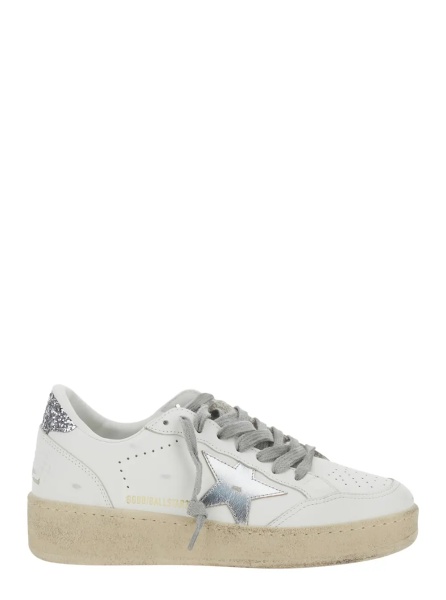 Sneakers 'Ballstar 2' White Sneaker with Star Patch with Glitter and Glitter Heel and Logo Lettering in Leather Women