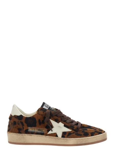 Sneakers 'Ballstar' Brown Low Top Sneakers with Leopard Motif and Star Patch on the Side in Suede for Women