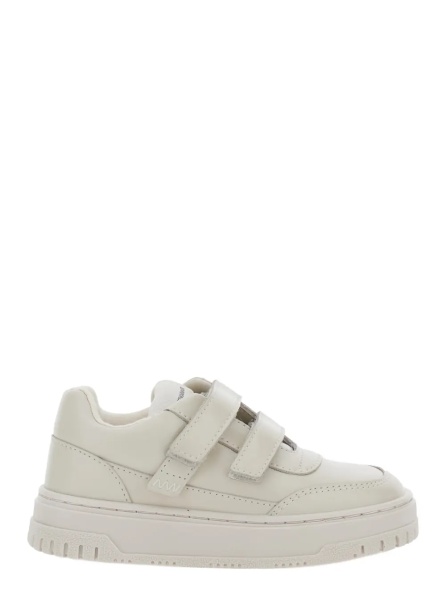 Sneakers Beige Low Top Sneakers with Logo Patch on the Tongue in Leather Boy