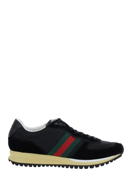 Sneakers Black Low-Top Sneaker with Side Web Detail in Fabric Woman