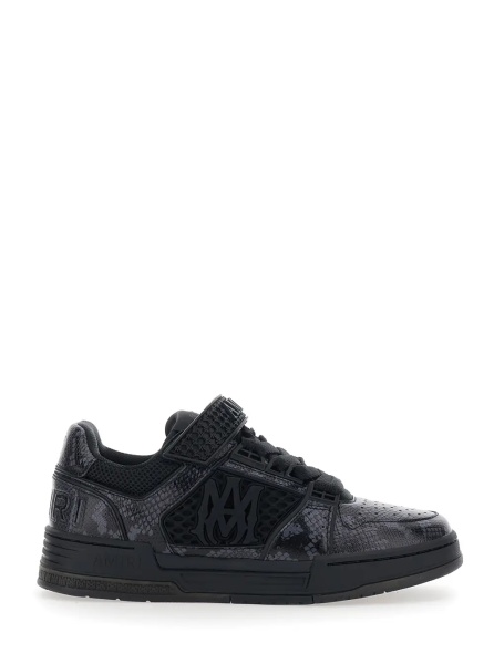 Sneakers black Sneakers with maxi side logo and upper strap closure in leather for men