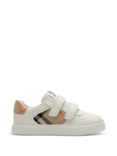 Sneakers Burberry neutri din bumbac si piele