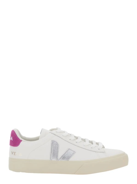 Sneakers 'Campo' White Low Top Sneakers with Contrasting Heel with Logo Lettering and Logo Patch on the Side in Leather Unisex