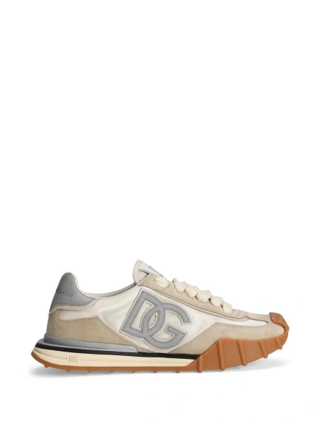 Sneakers Dolce & Gabbana DG Logo albi din poliamida si piele