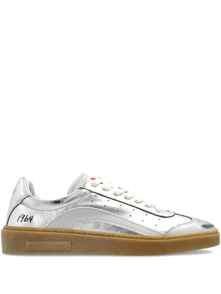 Sneakers DSQUARED2 argintii din bumbac si piele