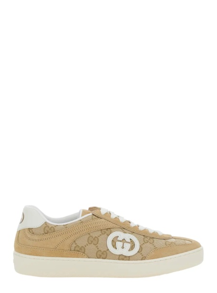 Sneakers 'G75' Beige Sneaker with All-Over GG Motif and Side Logo in Suede Woman