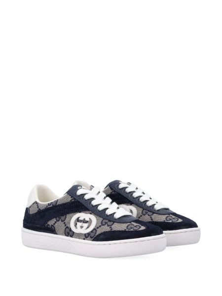 Sneakers Gucci albastri din material textil si piele