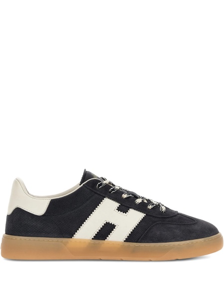 Sneakers Hogan albastri din piele intoarsa si piele