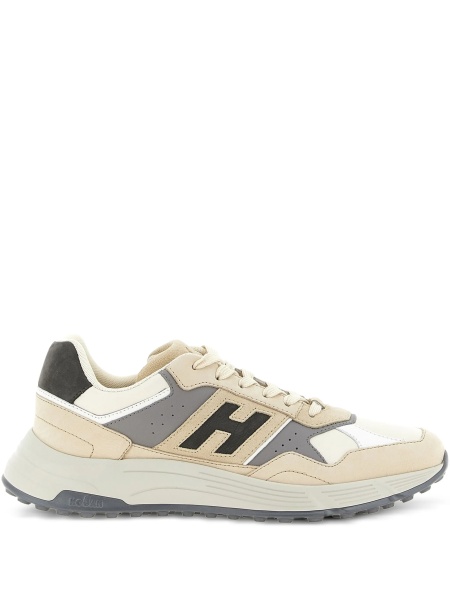 Sneakers Hogan albi din piele si piele intoarsa