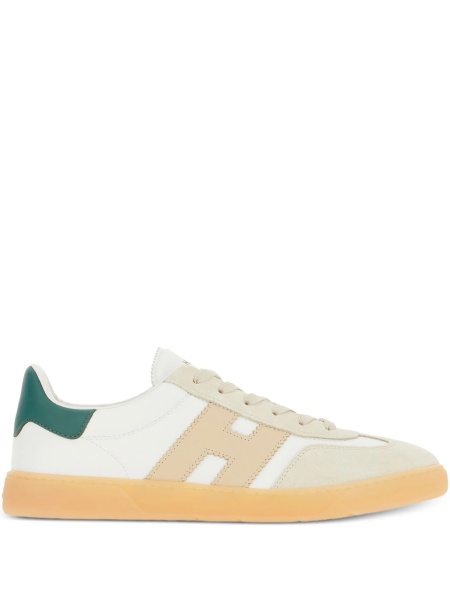 Sneakers Hogan albi din piele si piele intoarsa
