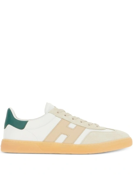 Sneakers Hogan albi din piele si piele intoarsa