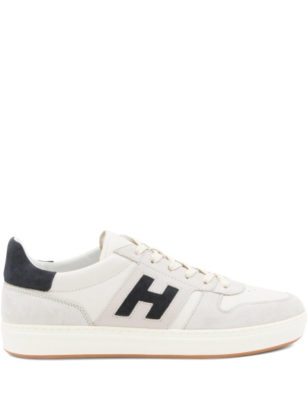 Sneakers Hogan neutri din piele intoarsa si piele
