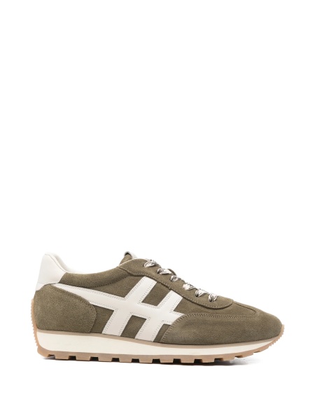 Sneakers Hogan verzi din piele intoarsa si piele