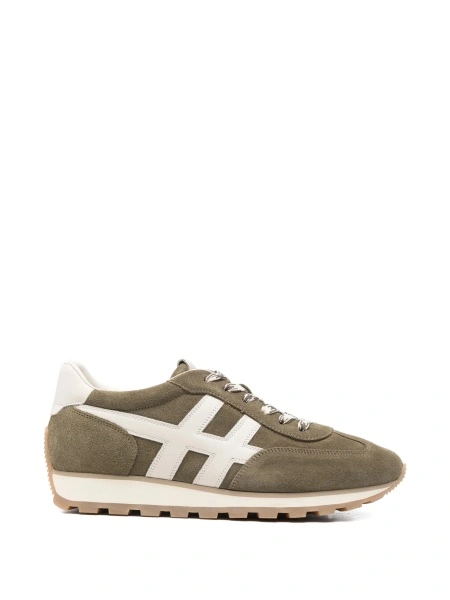 Sneakers Hogan verzi din piele intoarsa si piele