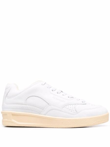 Sneakers Jil Sander albi din polyester si piele