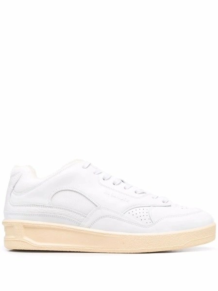 Sneakers Jil Sander albi din polyester si piele