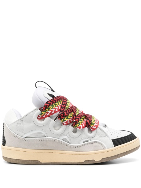 Sneakers Lanvin albi din polyester si piele