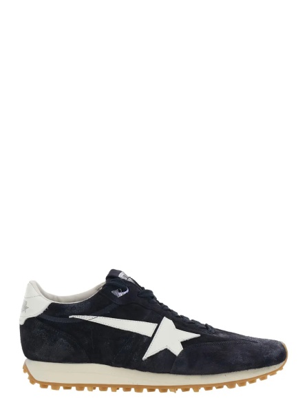 Sneakers 'Marathone' Blue Low Top Sneakers with star patch on the side in leather for men