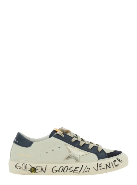 Sneakers 'May' White Sneaker Low Top with Star Patch on the Side and Logo Patch on the Tongue in Leather Boy