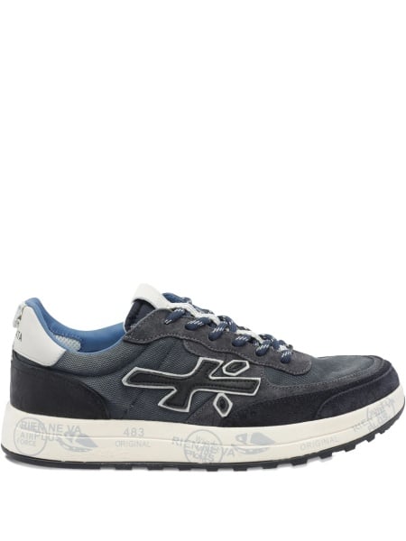 Sneakers Premiata albastri din material textil si piele intoarsa