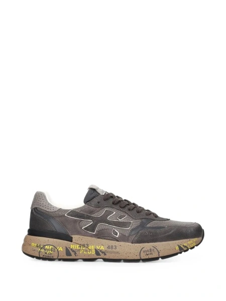 Sneakers Premiata gri din poliamida si piele intoarsa