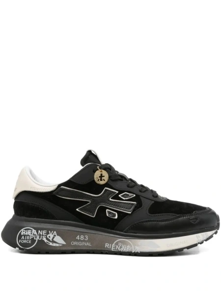 Sneakers Premiata negri din piele si piele intoarsa