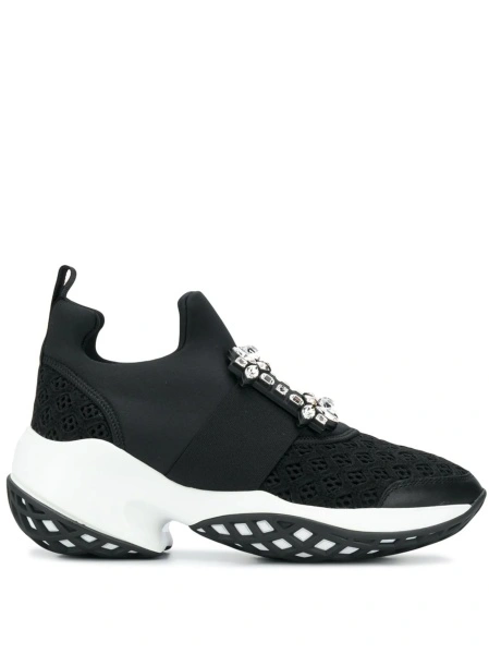 Sneakers Roger Vivier negri din piele si polyester