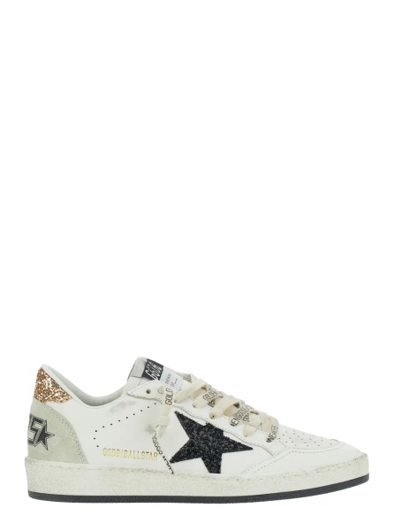 Sneakers Sneaker 'Ballstar' Low Top with Star Patch with Glitter and Glitter Heel and Logo Lettering in White Leather Women
