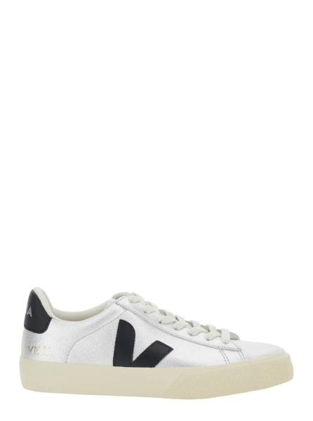 Sneakers Sneaker 'Campo' with Contrast Heel with Lettering Logo and Logo Patch on the Side in Metallic Leather Unisex
