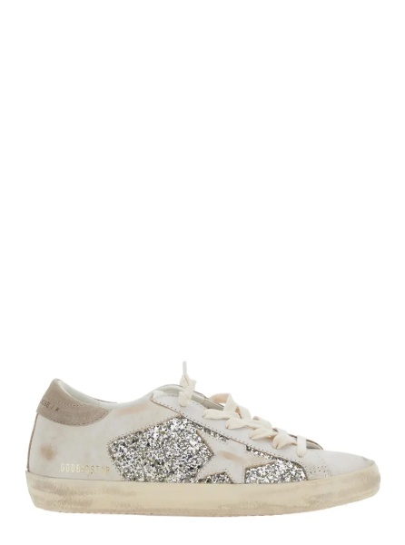 Sneakers 'Superstar' Beige Low Top Sneakers with Glitter Details on the Side and Logo Lettering on the Heel in Suede for Women