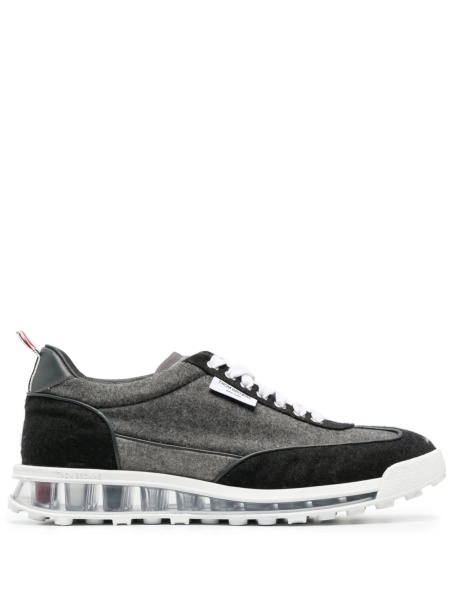 Sneakers Thom Browne tech runner gri din piele si lana