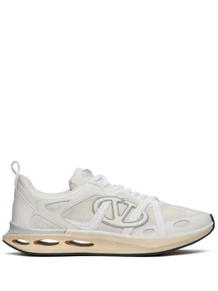 Sneakers Valentino Garavani albi din piele si plasa