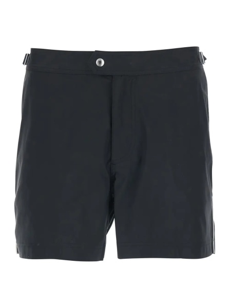 Sorturi Black Swim Shorts with Side Buckled Strap Details in Tech Fabric Man